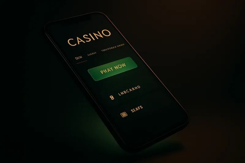 Modern smartphone showing dark premium casino app with green accents